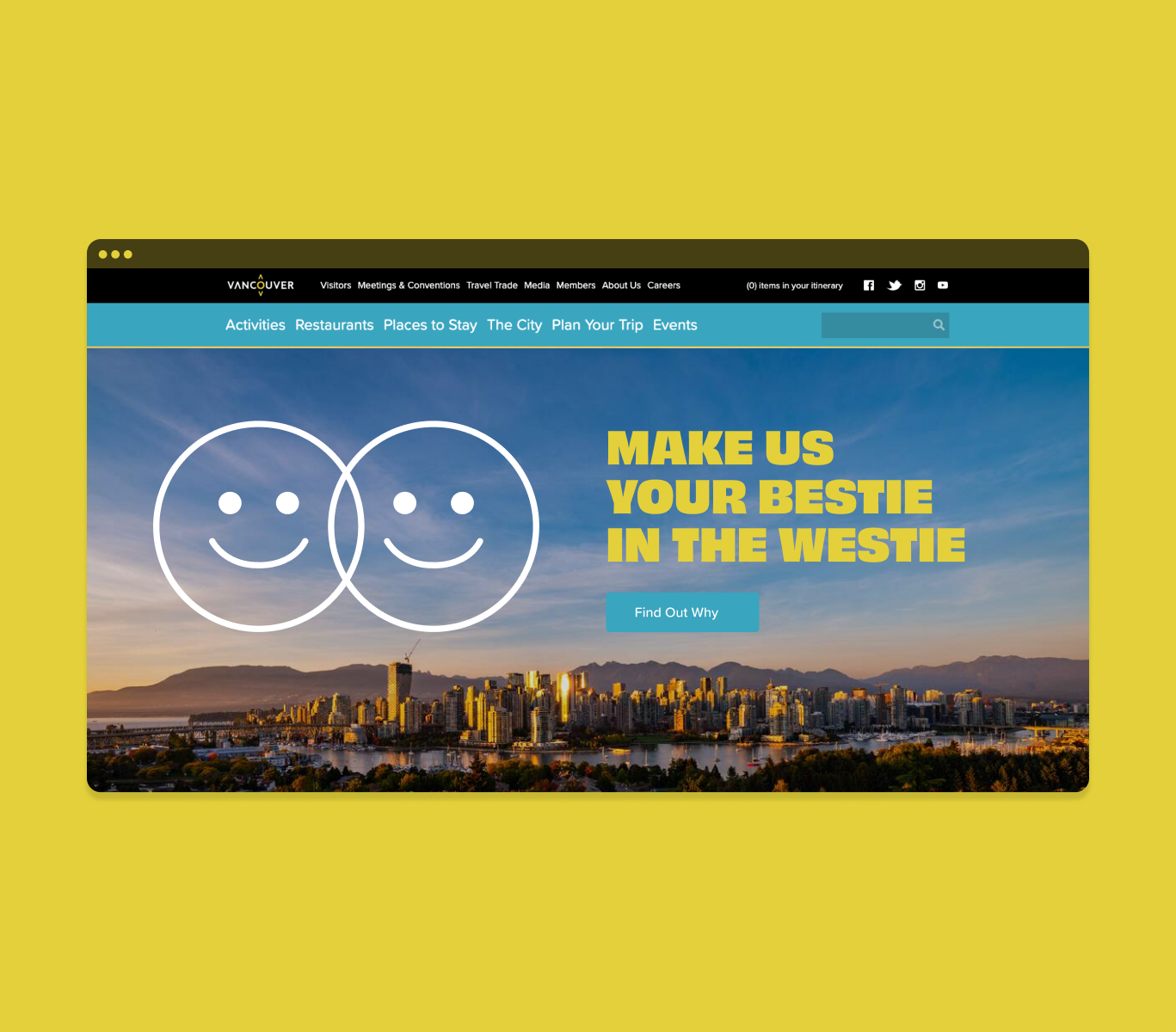 Landing page with yellow background