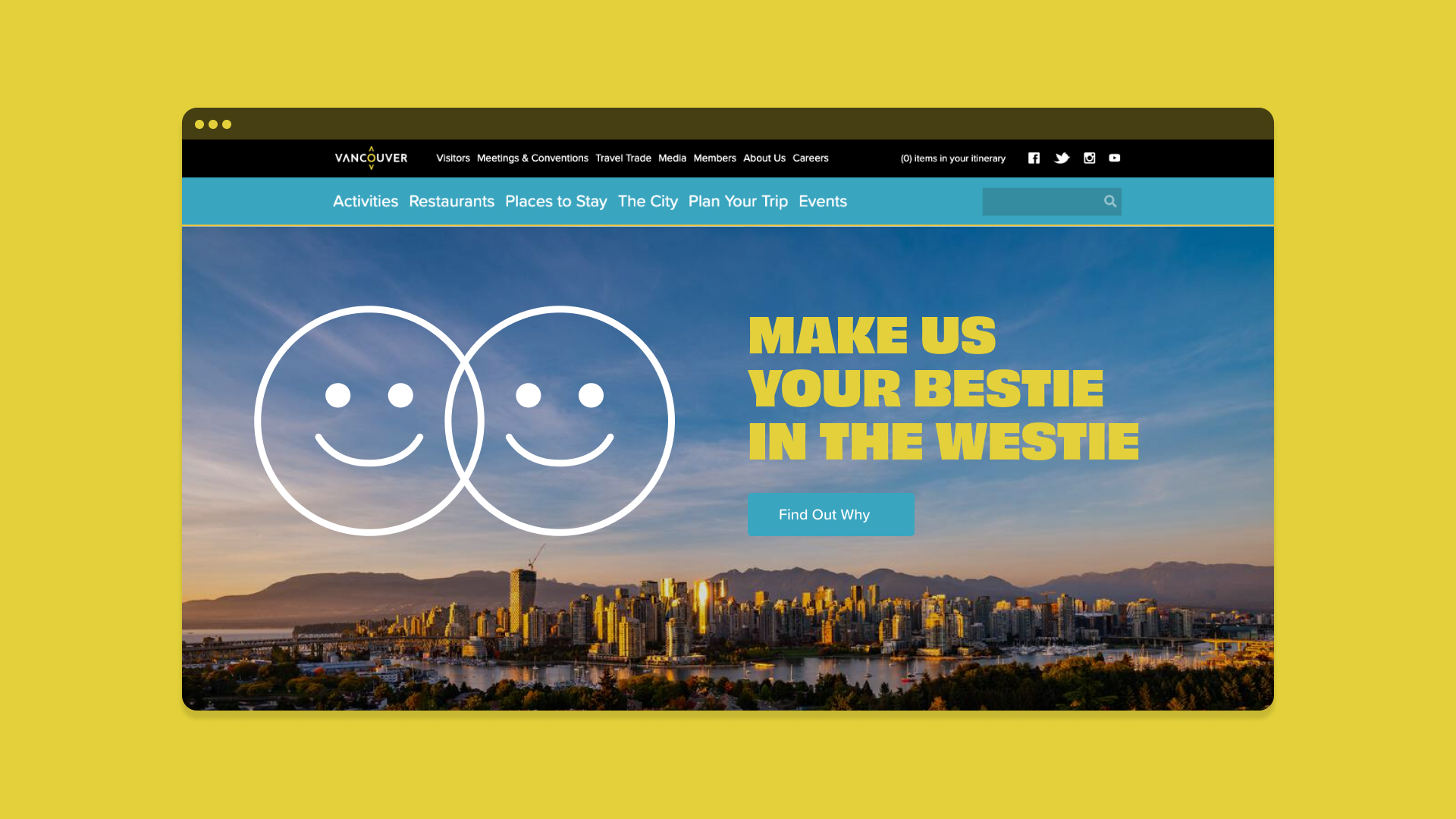 The hero image of the landing page that says Make us your bestie in the westie